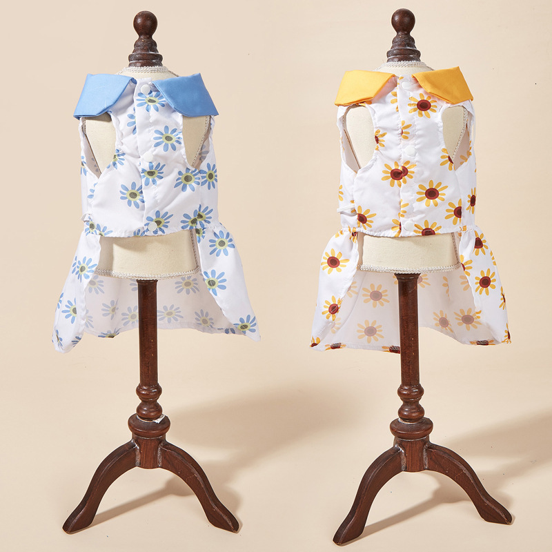 Pet clothing, cat cartoon printed suower dress, pet dog dress