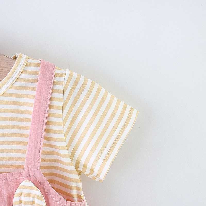 Summer baby cartoon cat dress striped short sleeved top hanging princess dress for girls aged 0-3 X2502201