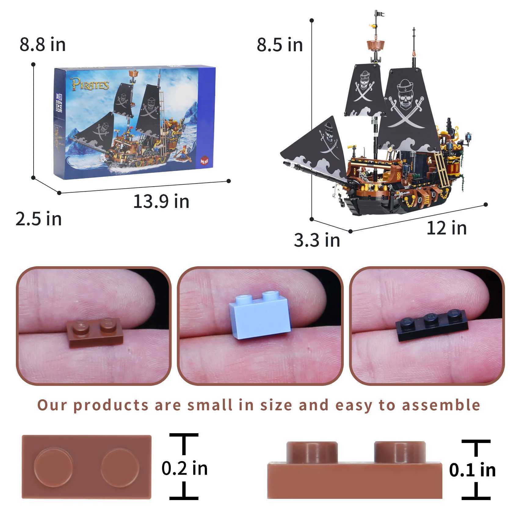 1328PCS Creative The Black Pearl Pirate Jack Sparrow Ship Building Blocks Boat DIY Bricks Toys Birthday Christmas Gift For Kids Y240731