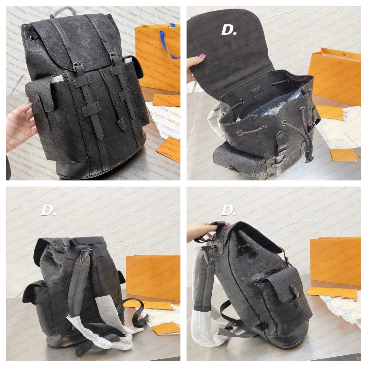 High 2025 Quality Women's Fashion Designer Men's Travel Classic Print Coated Canvas Parquet Leather Backpack Hiking Backpack B417
