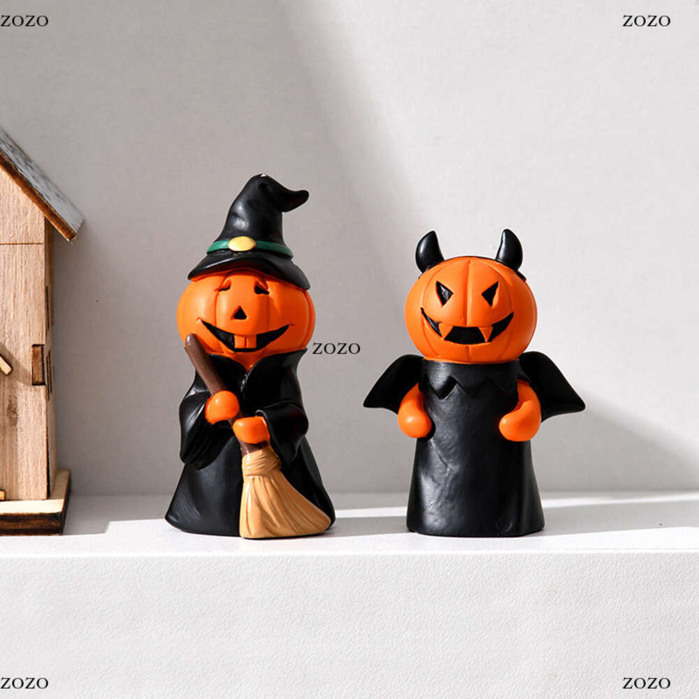 New Halloween Decorations Pumpkin Holiday Party Home Living Room Desktop Decorations Spooky Doll Resin Ornaments