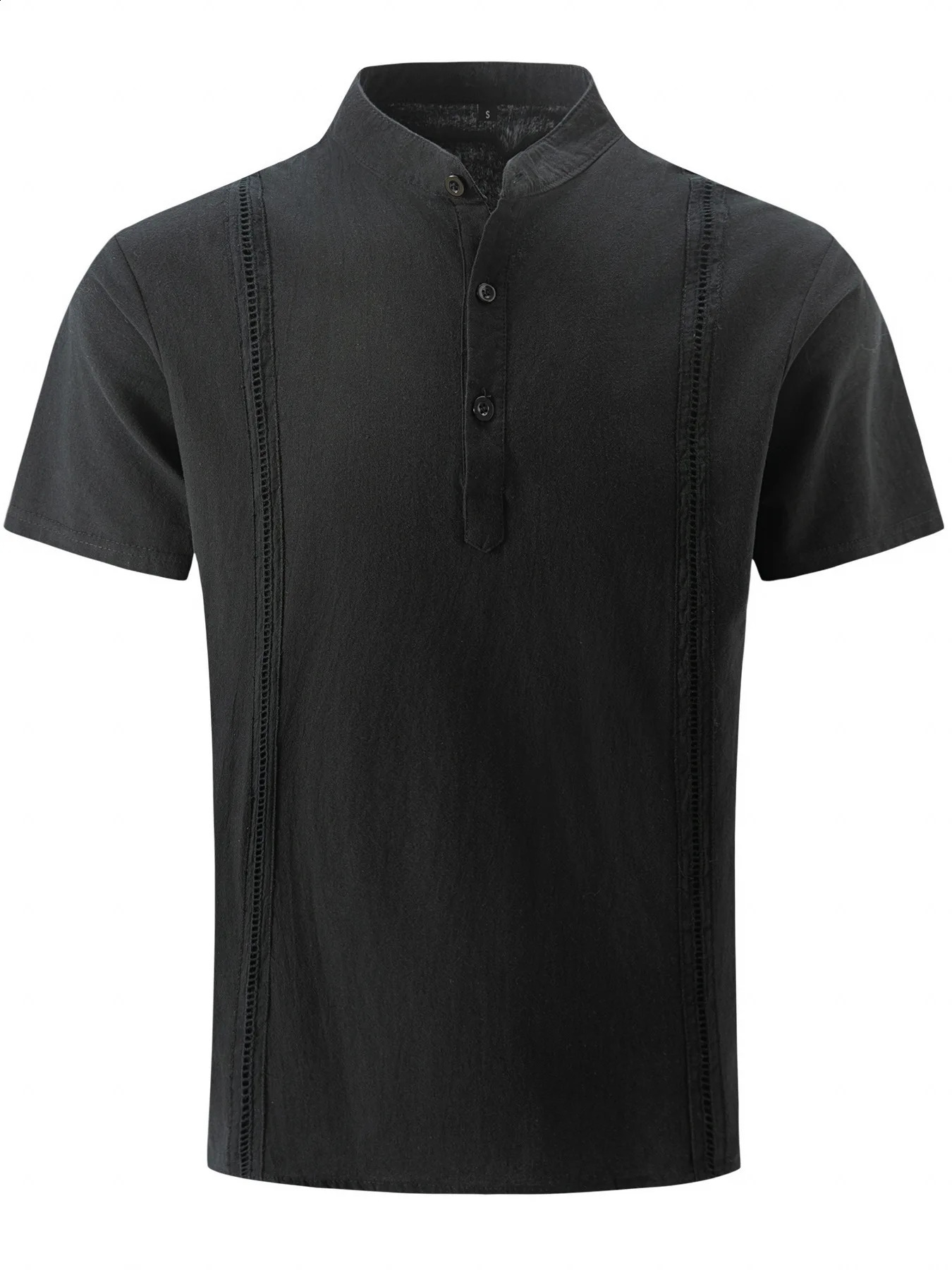 2024 mens polo shirt short sleeved Henry collar solid Cuban Guayabela cotton linen 240731