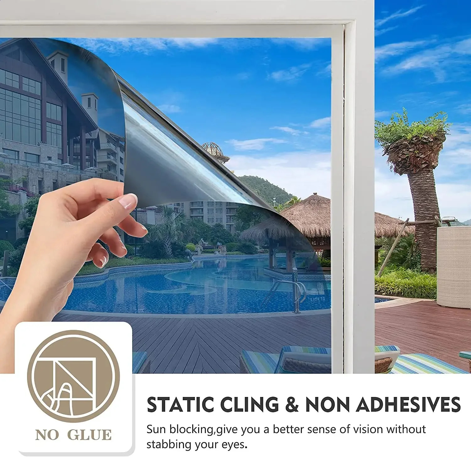 235M One Way Mirror Window Film Vinyl Self-adhesive Reflective Solar Film Privacy Window Tint for Home Silver Glass Sticker 240731