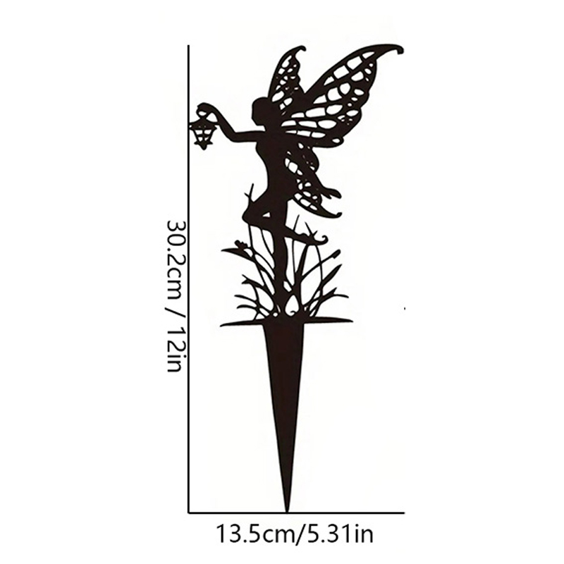 Fairy Garden Elf Metal Tiki Lamp Fairy Silhouette Patio Sign For Garden Decor Outdoor Fall Decor Fence Top