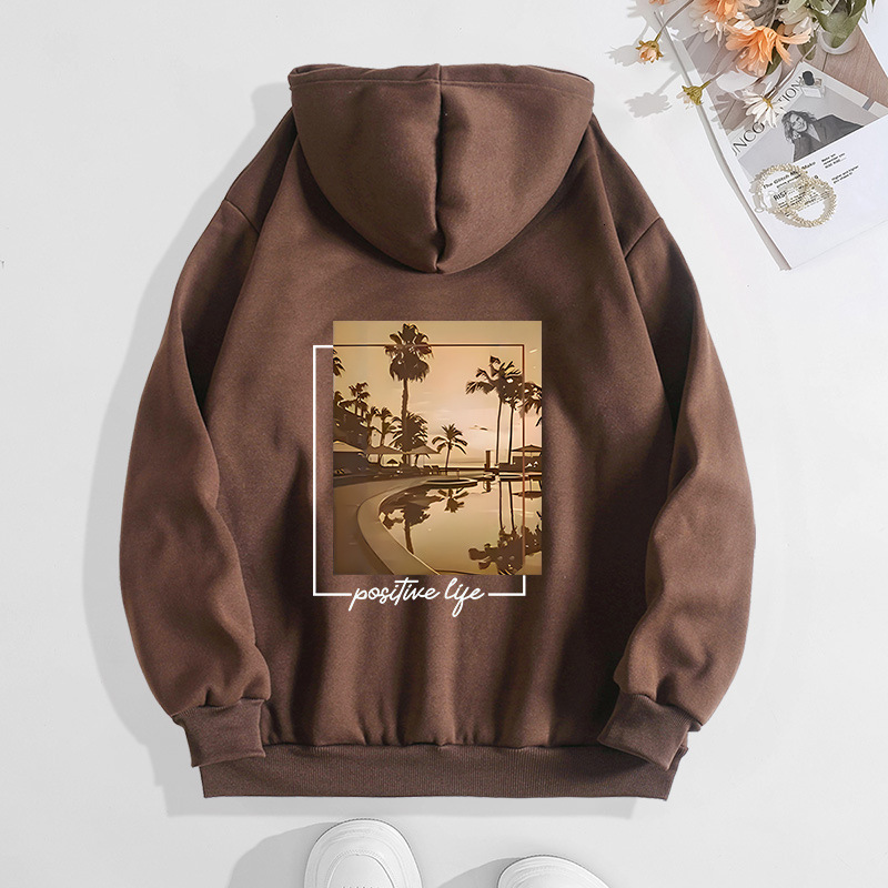New urban style fashion printed hoodie for autumn winter, hooded back with collar and plush top F8.1#25