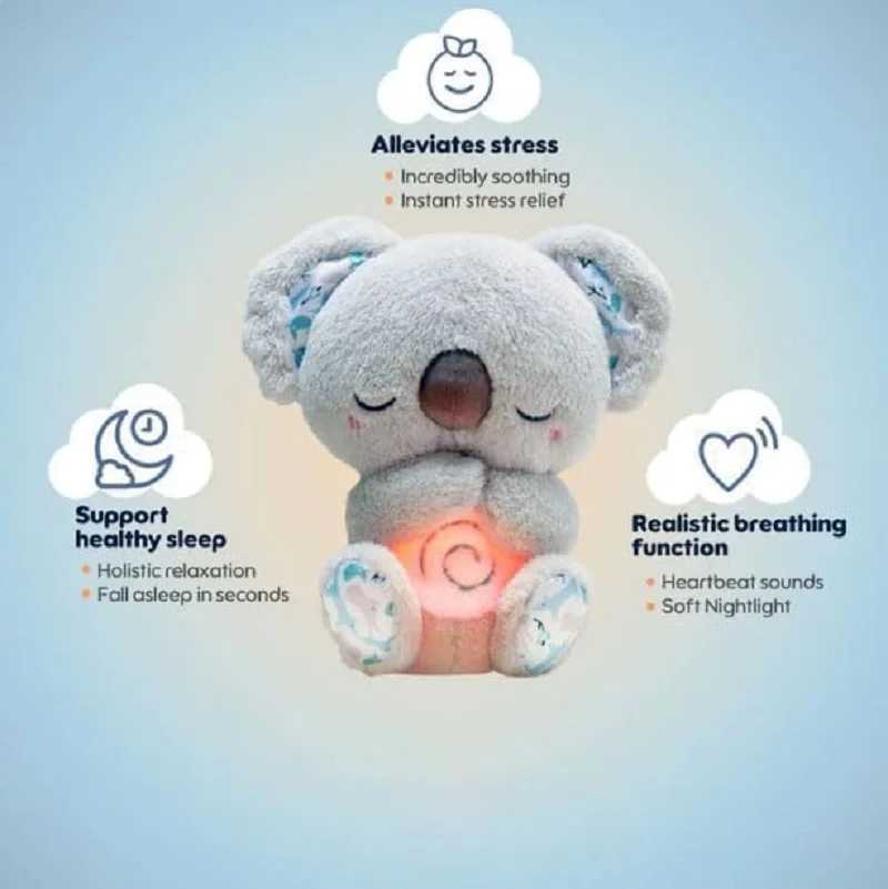 Cute Soothing Koala Bear Sleep Toys for Kids Baby Calming Anxiety Relief Breathing Koala Toy Sleep Buddy Plush Doll With Lights Y240801