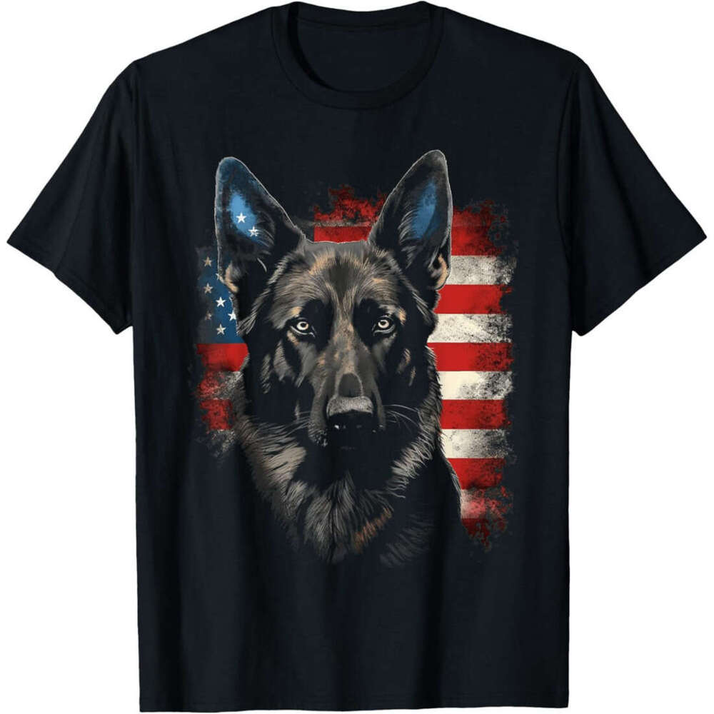 T shirt Mens Patriotic Black German Shepherd American Flag Dog Gifts Tees T-Shirt shirts tshirt graphic tee Casual tops summer clothes Short sleeve Fr