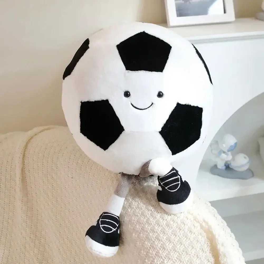 Fluffy Soccer Balls Stuffed Toy Football Basketball with Leg Cartoon Plush Pillow Soft Stuff Soccerball Gifts for KidsM240801