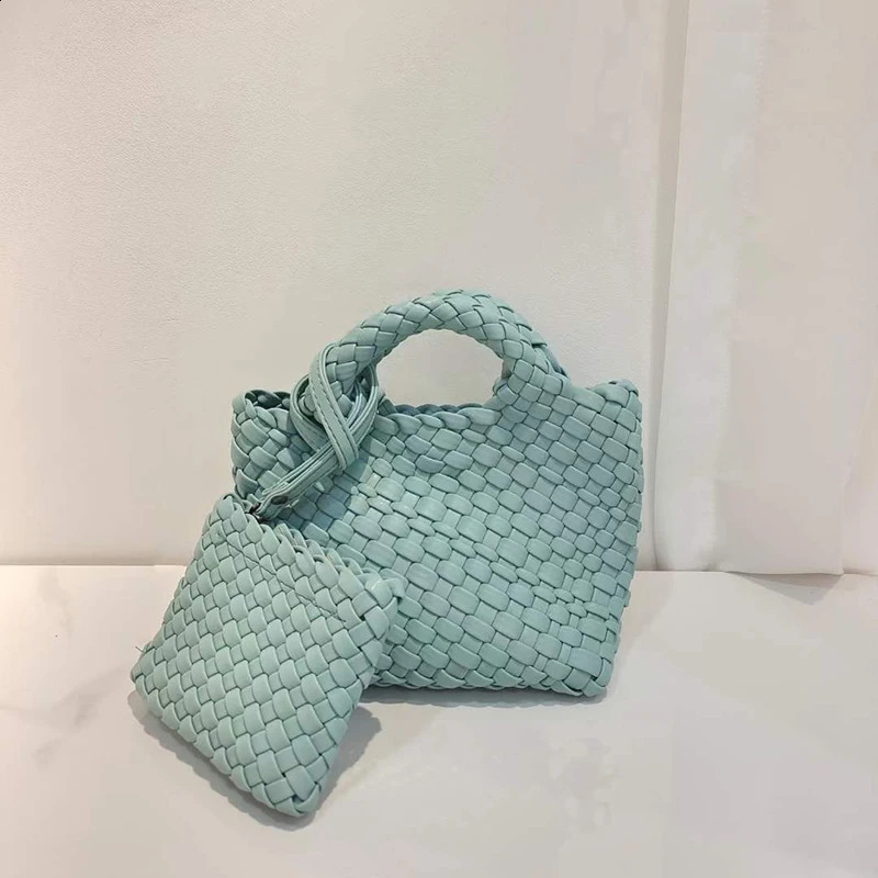 Fashion Solid Color Female Handbag Daily Versatile Detachable Strap Shoulder Crossbody Bag Mini PU Woven Tote Bag Zipper Purse 240801