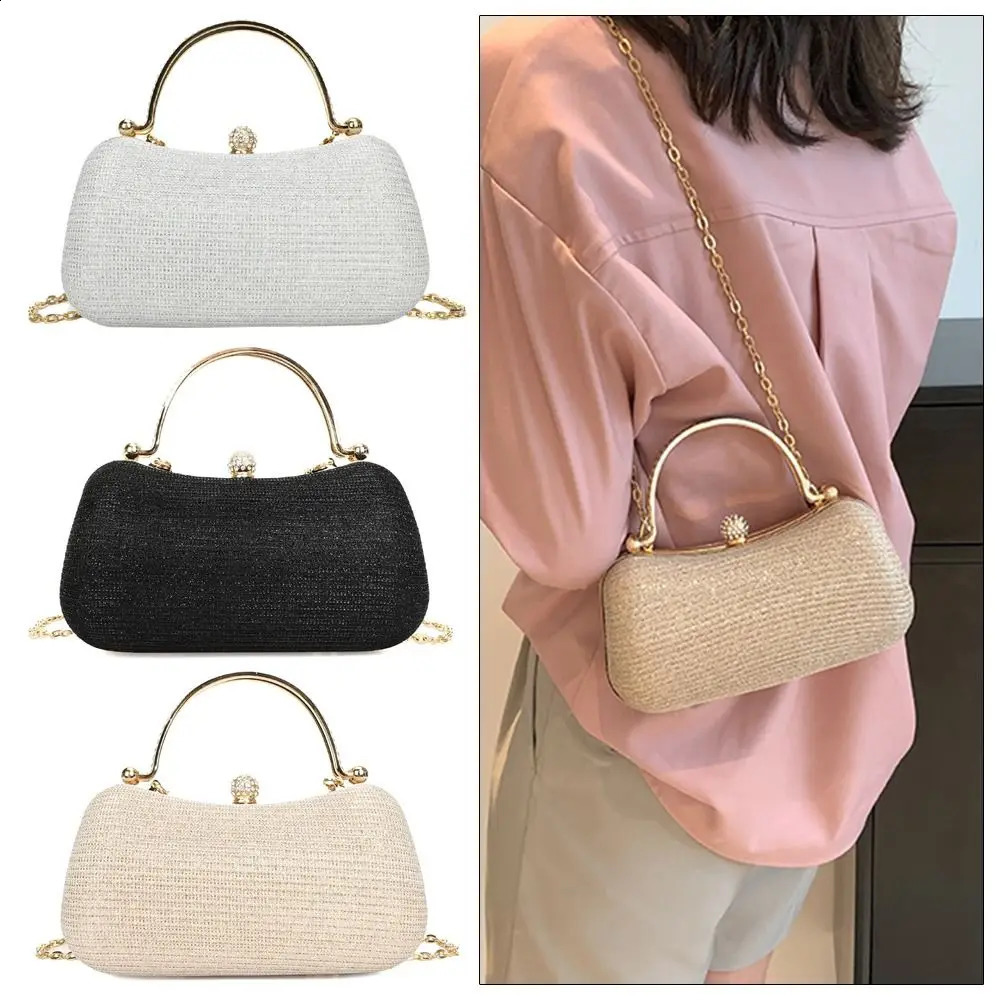 1Pc Clutch Bag Evening Fashion Shoulder Dinner Women Handbags Beaded Rhinestones Chain Purse for Wedding Party 240731