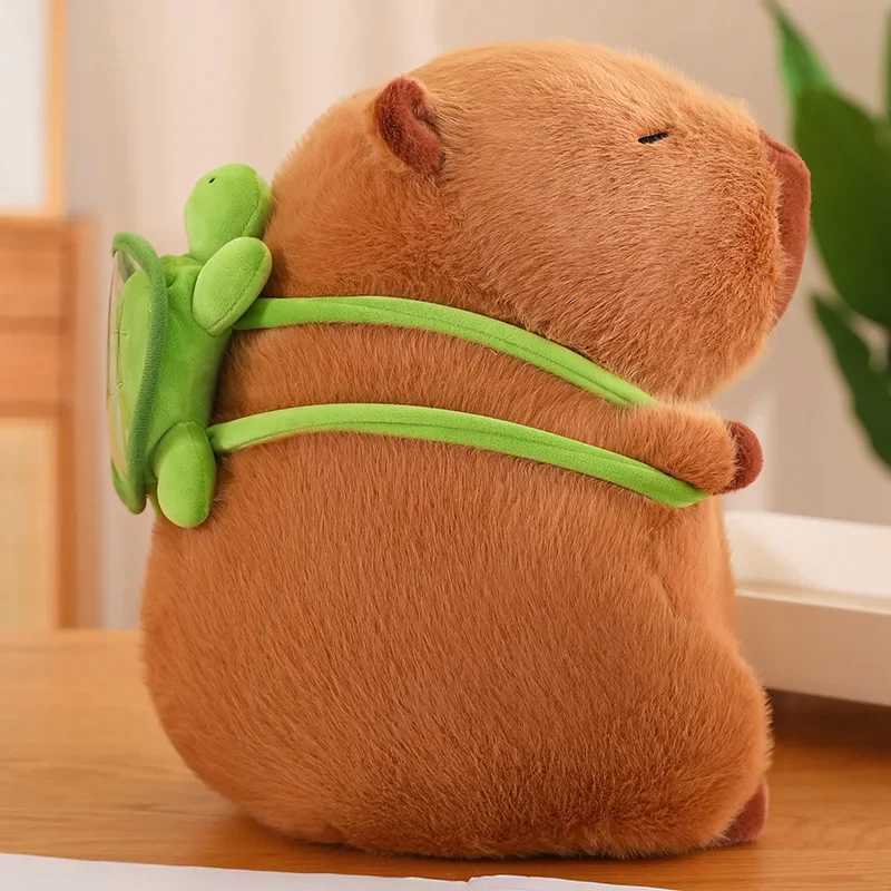 Cute Capybara Plush Toy Kawaii Fluffy kapibala With Turtle Bag Strawberry Cap Stuffed Animals Kids Birthday Gift Home Decoration Y240801