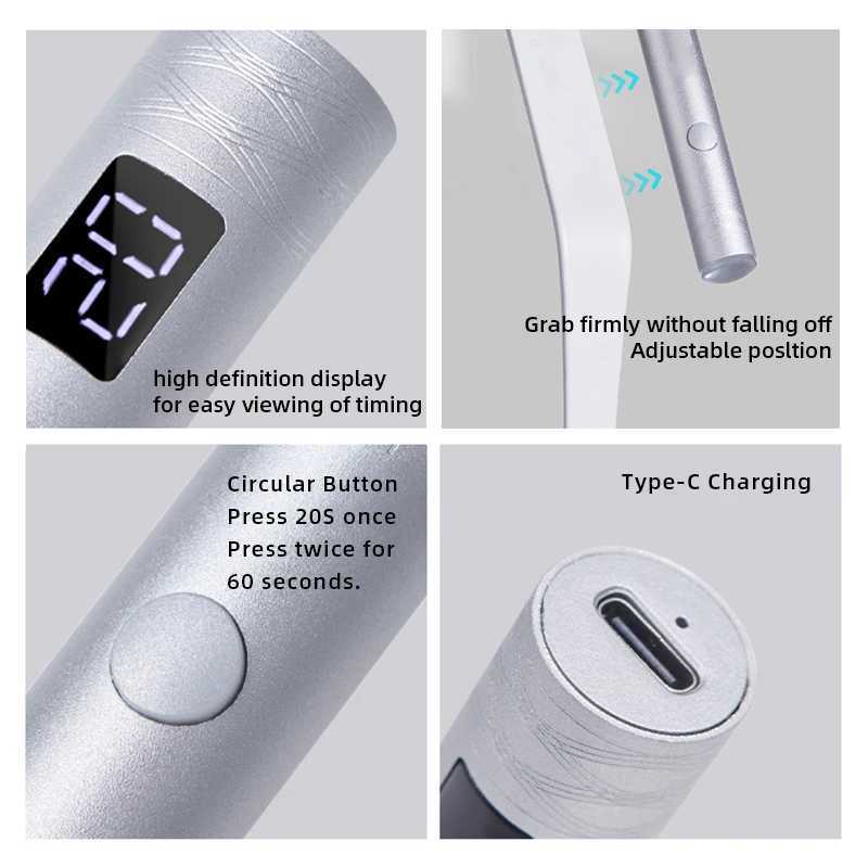 Mini UV LED Nail Dryer Portable Uv Light Lamp for Gel Nail Polish With 360 Rotation Magnetic Holder Fast Drying Handheld LampCL2400806