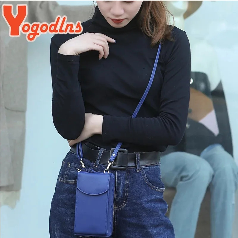 Yogodlns Casual Cellphone Crossbody Bag For Women PU Leather Shoulder Multifuncion Messenger Handbag Flap Lady Pouch Bolsos 240731