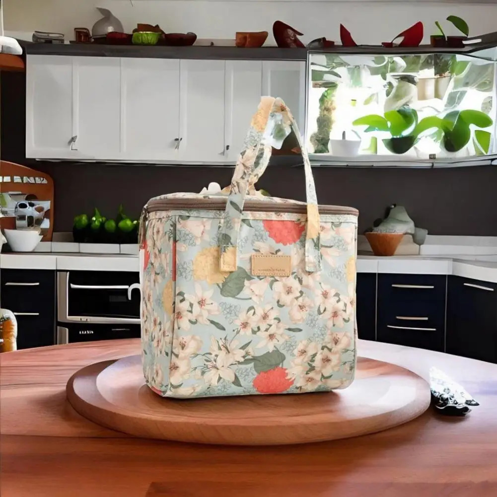 Picnic Lunch Bag Multifunctional Insulated Picnic Bag Reusable Canvas Cooler for Outdoor Travel Hiking Food Thermal Supplies 240819