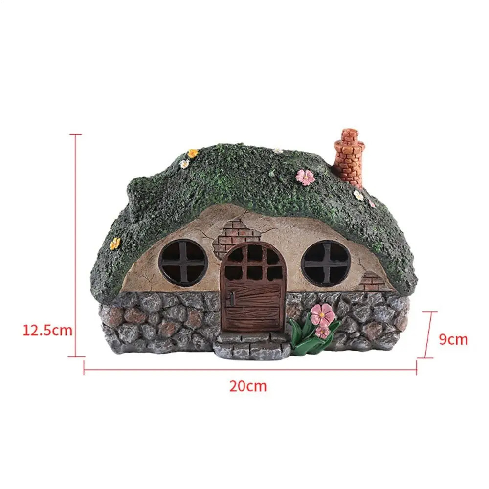 Funny Solar Fairy House Lights Waterproof Resin Fairy House Decorations Lifelike Realistic LED Garden Statue Lights Outdoor 240801