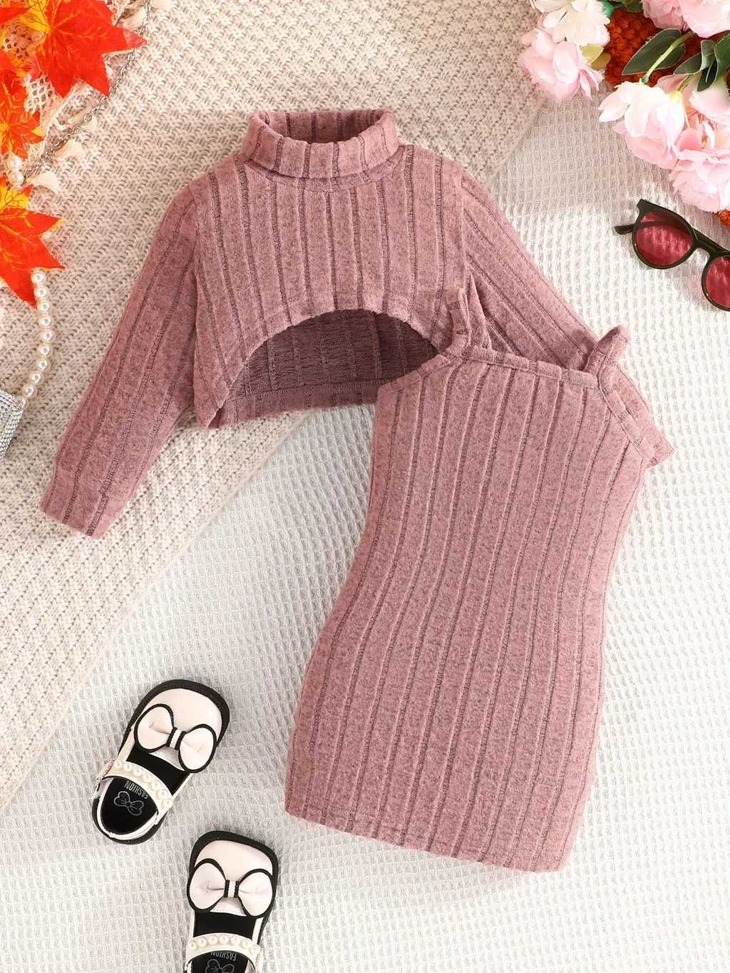 Newborn Baby Girls Clothes Set 6Months-3Years old Long Sleeve Striped Top and Suspenders Skirt Princess Dresses For Kids Girl X250220