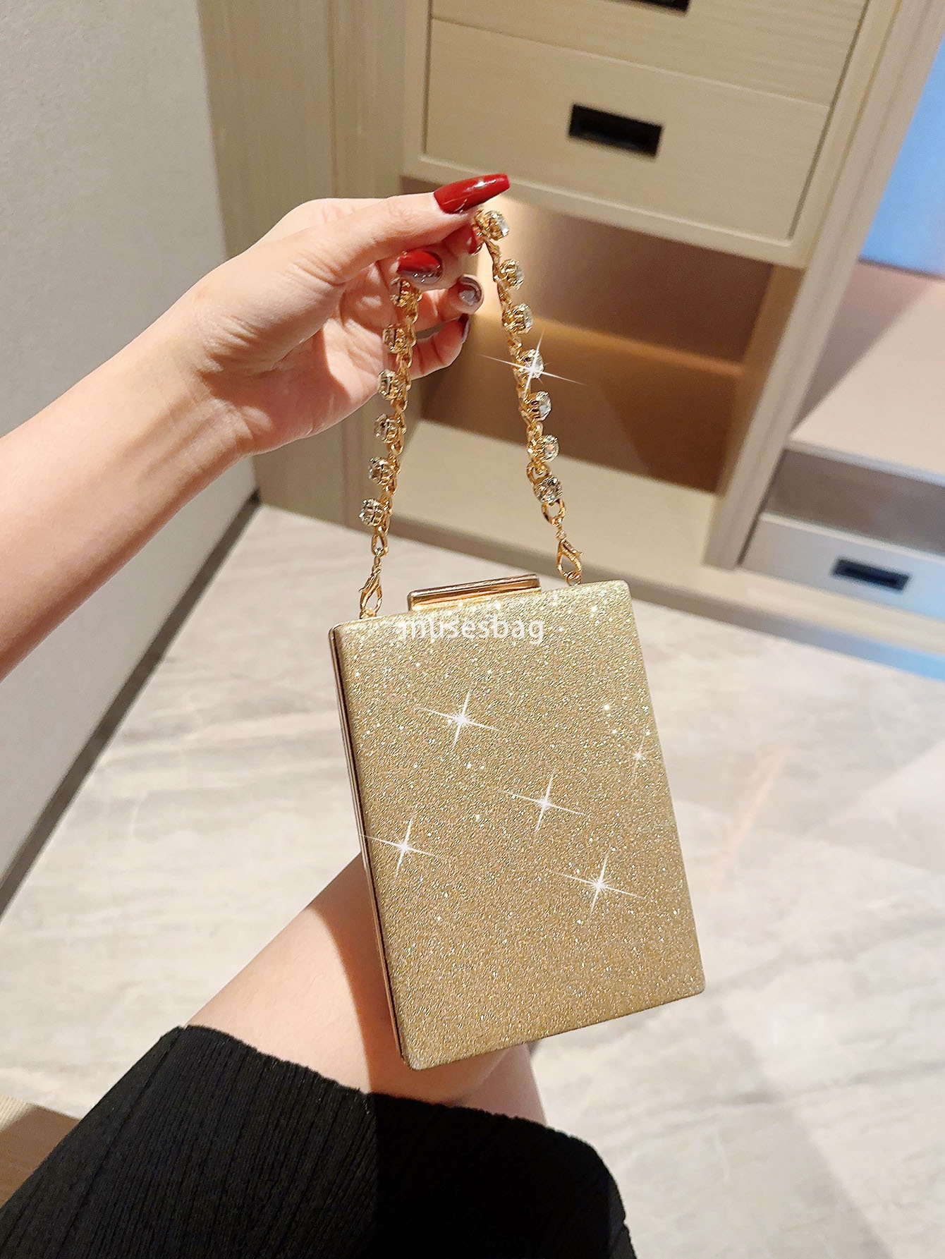 Cross-border high-end dinner bag vertical box handbag chain bag hand bag Banquet bag Dress bag Banquet evening bag