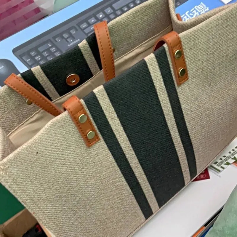 Casual Canvas Stripe Pattern Large Capacity Multifunction Travel Bag Student School Bags Women Daily 240731