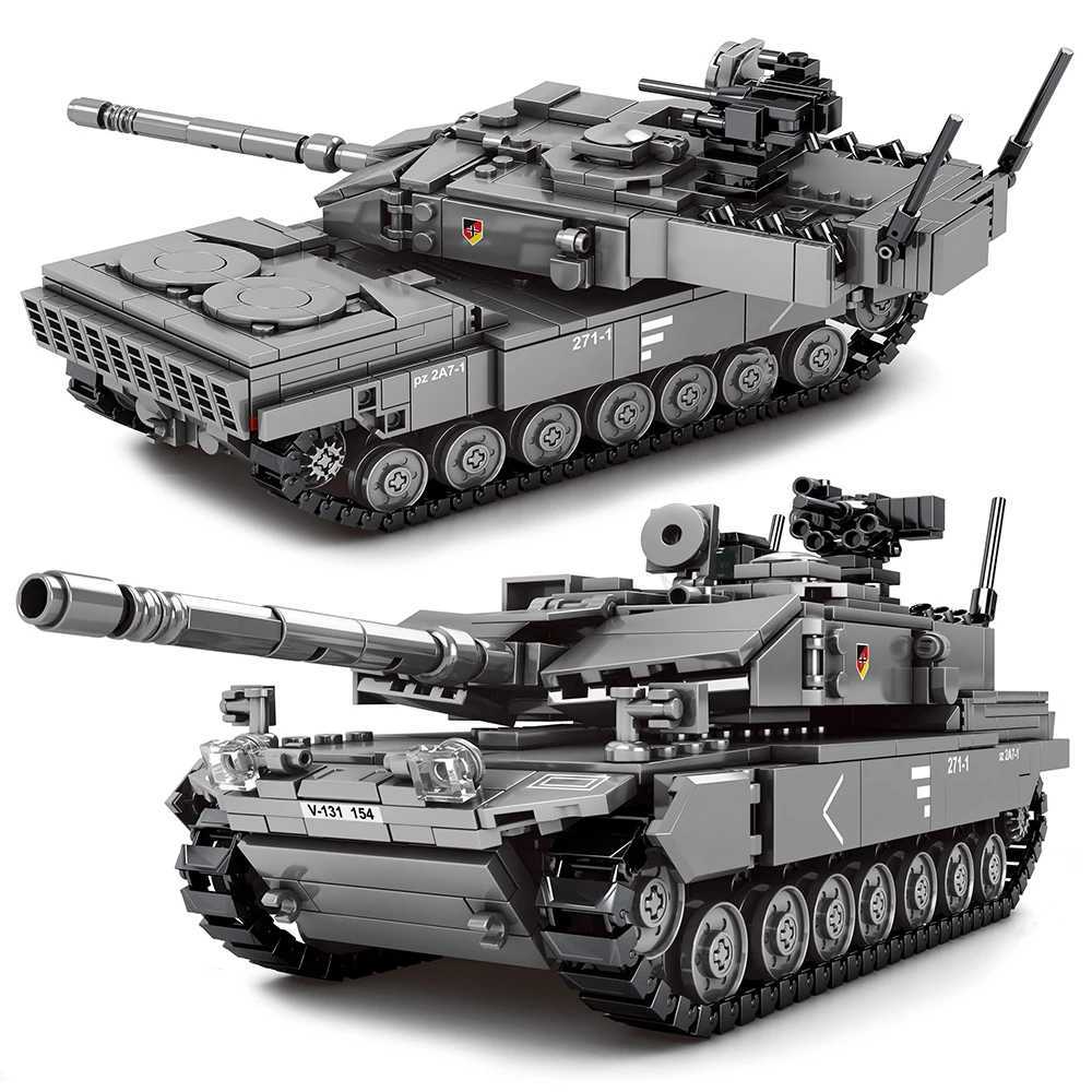 Military WW2 MBT Army Main Battle Tank Challenger Leopard 2A7+ Soldiers Figures Building Blocks Set For Kids Children Toys Gifts Y240731