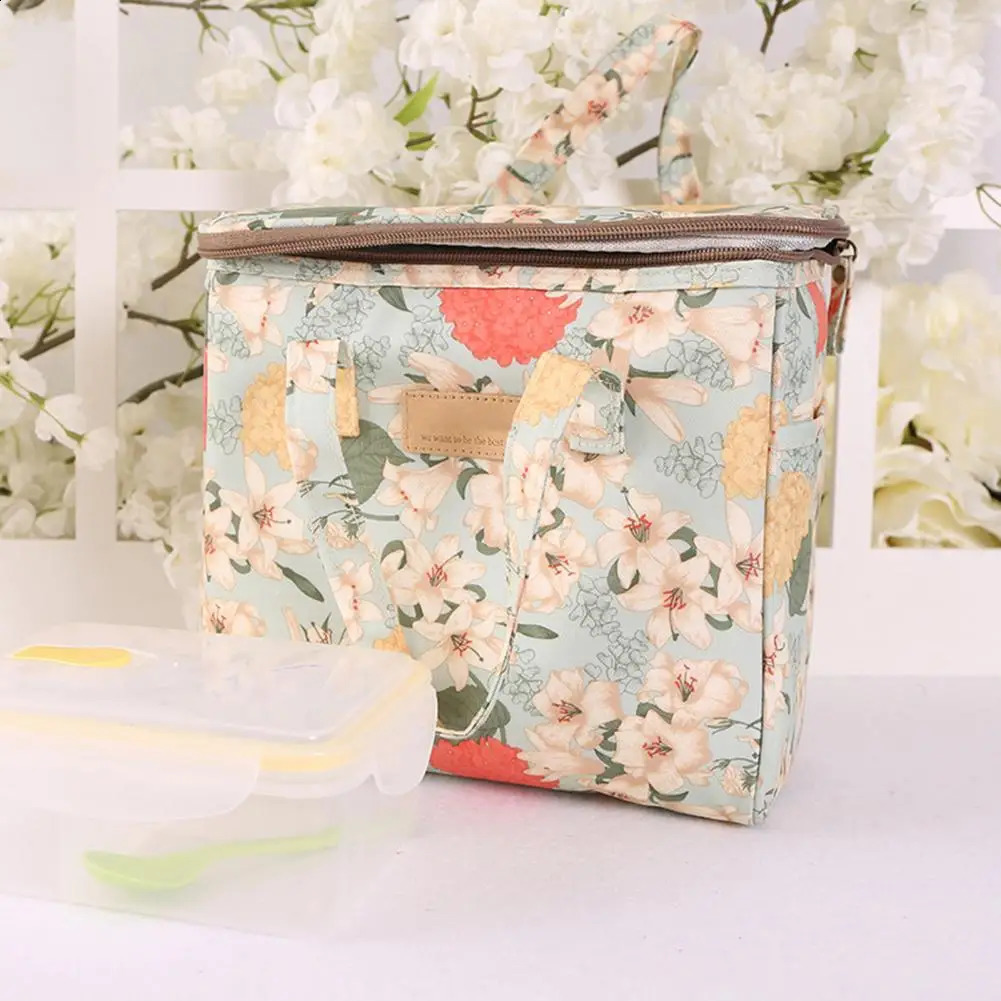 Picnic Lunch Bag Multifunctional Insulated Picnic Bag Reusable Canvas Cooler for Outdoor Travel Hiking Food Thermal Supplies 240819