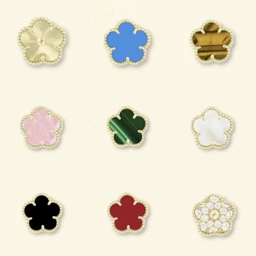 15mm Designer Clover Studs Earring Vintage Four Leaf Clover Charm Stud Earrings Mother-of-Pearl Stainless Steel Gold Studs Agate for Women wedding Good Jewelry