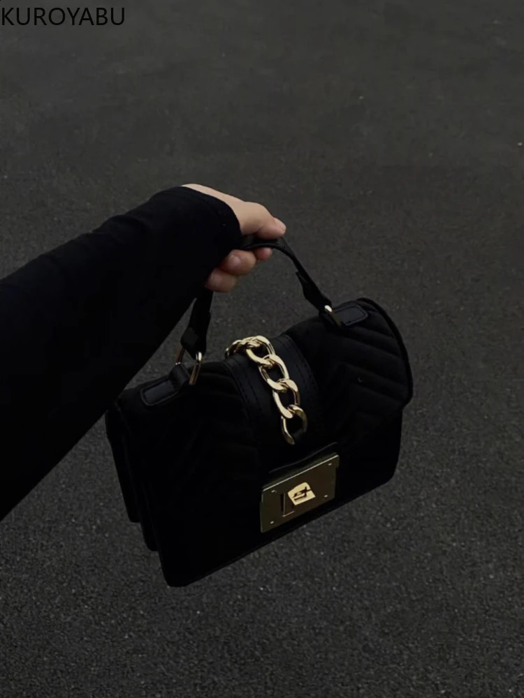 Womens Top Handbag Retro Cross Bag Black Mini Shoulder Fashion Chain 240817