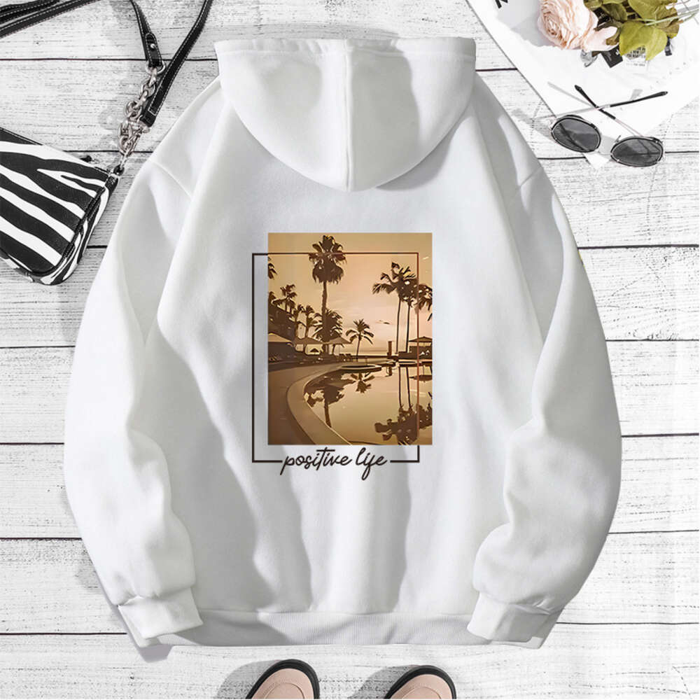 New urban style fashion printed hoodie for autumn winter, hooded back with collar and plush top F8.1#25
