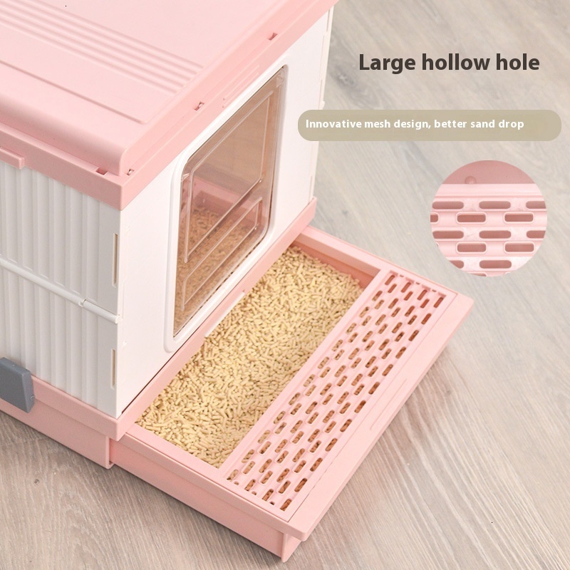 Mischievous, foldable dropper basin, fully enclosed, splash proof, large toilet, light style, litter box, cat supplies