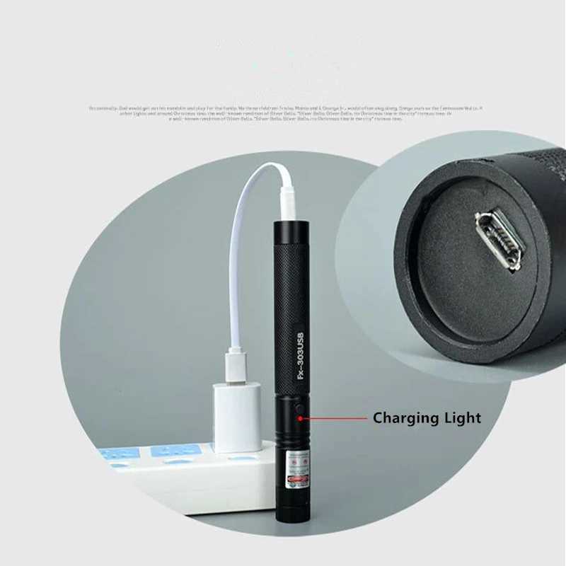 Usb Green Laser Pen Powerful Starry Laser Flashlight Beam Light Rechargeable USB Charging Lithium Battery Laser Survival Tools B240801