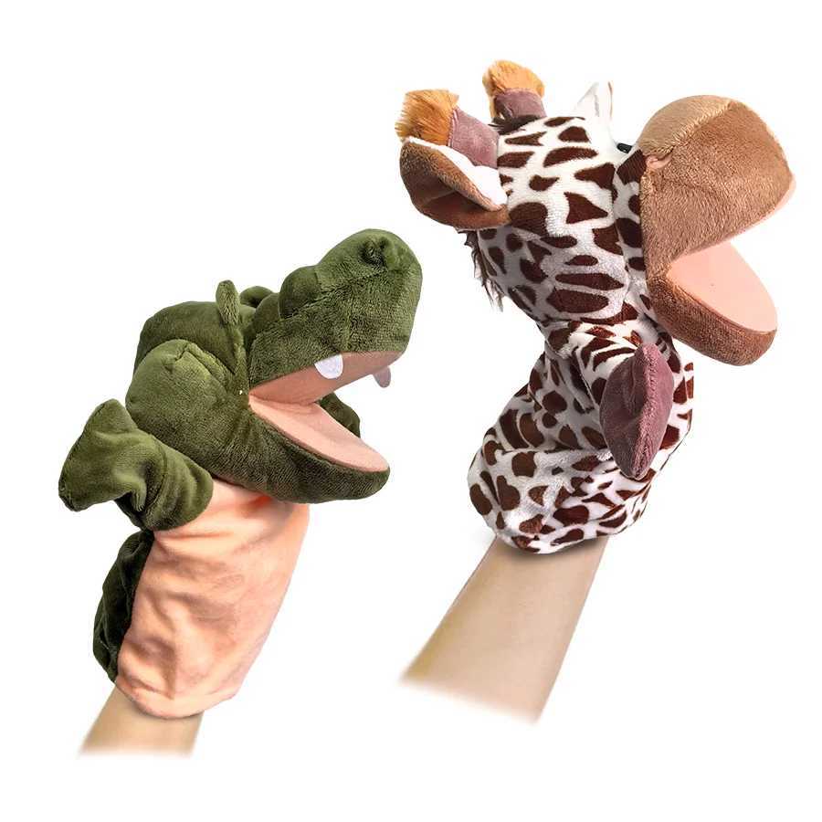 Free shipping Stuffed Plush Animals Hand Finger Story Puppet Kawaii Dolls Educational Baby Toys Lion Elephant Bunny Children GIft