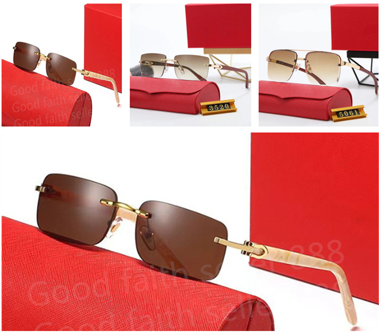 sunglasses for woman designer sunglasses man sun glasses designer glasses Fashion Frameless Rectangle Coating Buffalo Horn Sunglass UV400 Wooden Mens With box