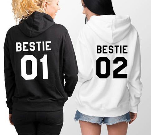 01 BESTIE 02 Printed Back Letter Trendy Men's and Women's Hoodie F8.1#40