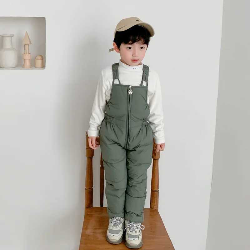 Winter Children Warm Overalls Autumn Girls Boys Thick Pants Baby Girl Jumpsuit For 1-5 Years High Quality Kids Ski Down Overalls Y240801