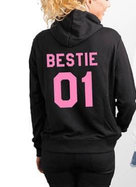 01 BESTIE 02 Printed Back Letter Trendy Men's and Women's Hoodie F8.1#40