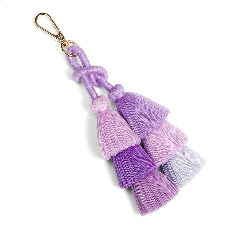 Handmade Braided Winding Tassel Keychain for Women Bag Pendant Car Hangings Colorful Spliced Keyring Christmas Gift Wholesale 240731