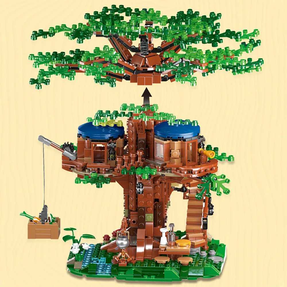 MOC 1013Pcs All Seasons Treehouse City Building Blocks Tree House creator Room Home Bricks Set Kids Children Toys Gift Y240731