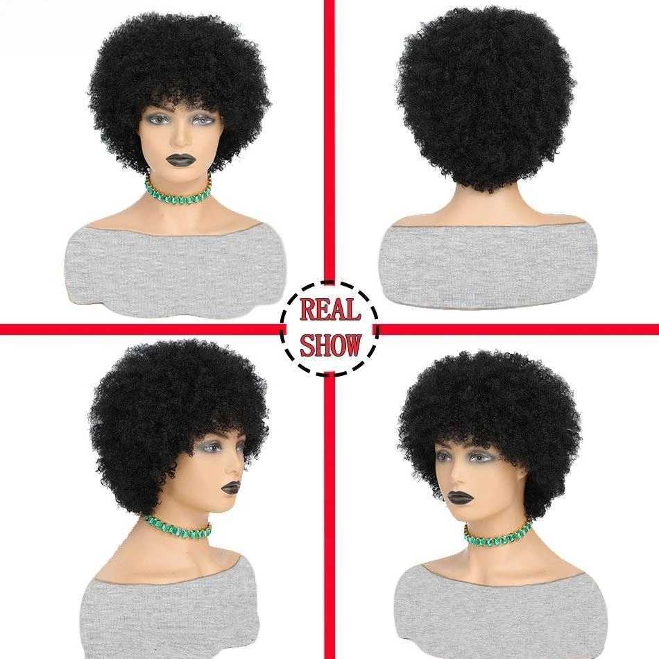 Short African Twisted Curled 99J Female Wig 100% Human Hair Wig 180% Density Elf Curled African Wig W240801