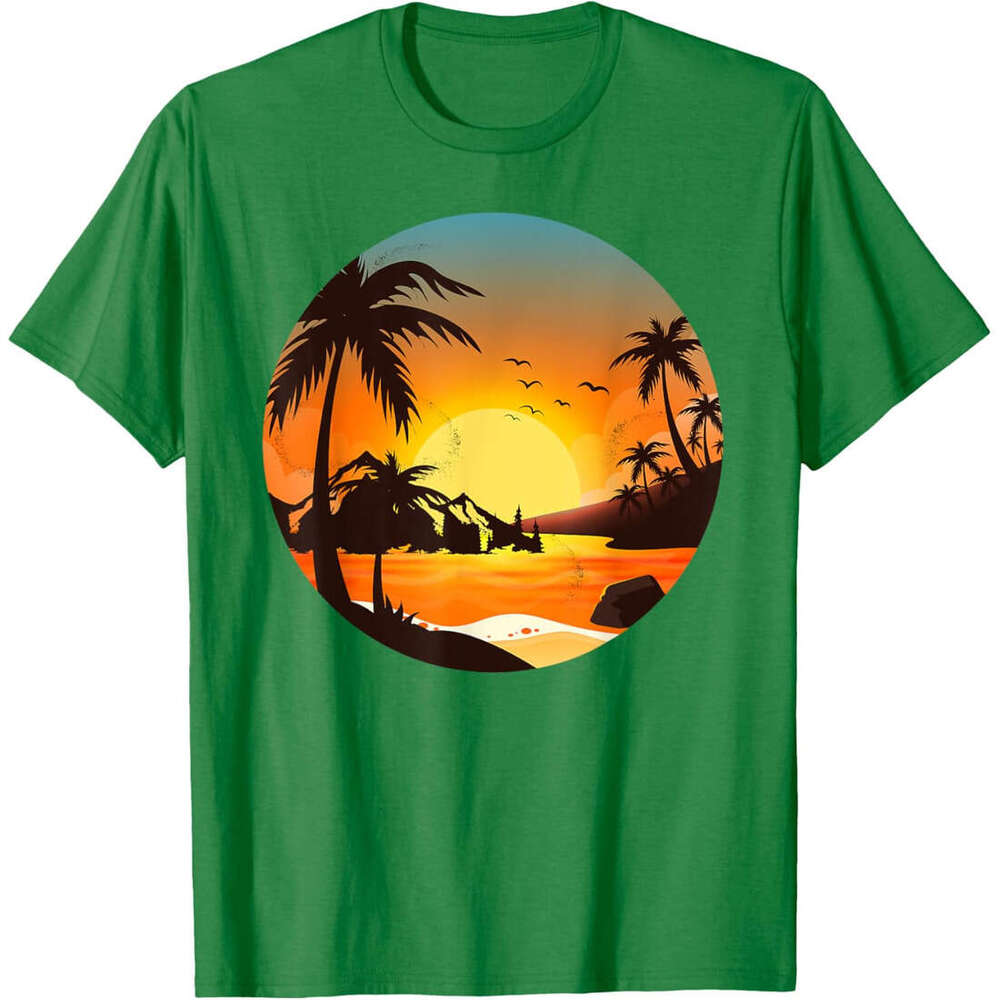2025S Fashion Designer T Shirt Mens Trcal Sunset Mountains Beach Vacation Palm Trees Forest T Shirt Shirts Tshirt Graphic Tee Casual Tops Summer Cloth