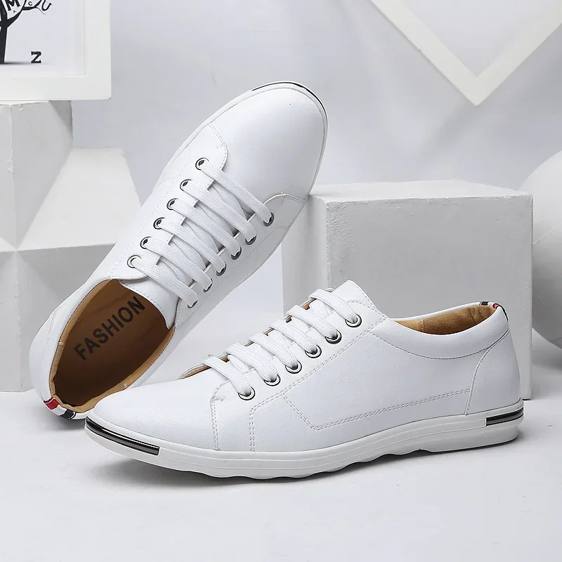 Men's Leather Shoes Plus Size 48 Men Leather Shoes Simple Designer Men's Shoes Breathable Classic Lace-up Sneakers