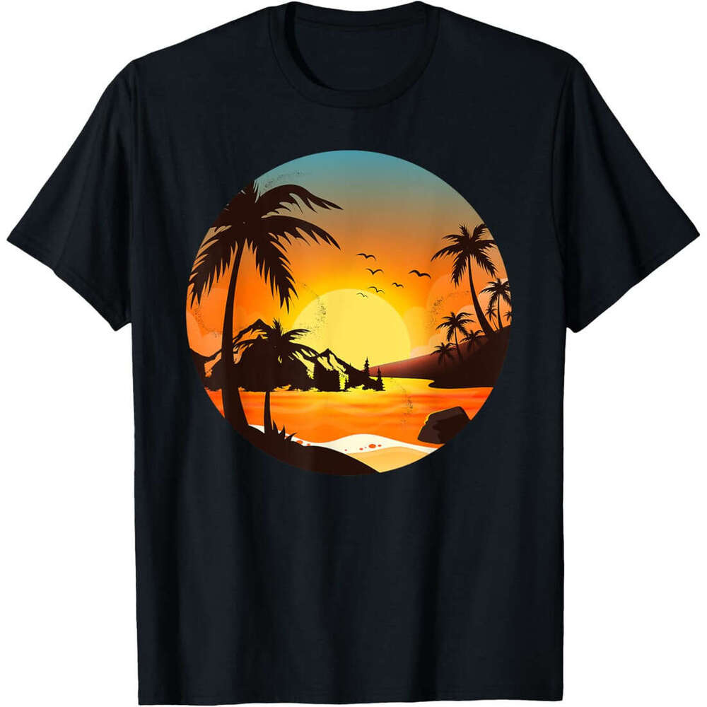 2025S Fashion Designer T Shirt Mens Trcal Sunset Mountains Beach Vacation Palm Trees Forest T Shirt Shirts Tshirt Graphic Tee Casual Tops Summer Cloth