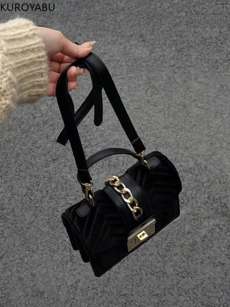 Womens Top Handbag Retro Cross Bag Black Mini Shoulder Fashion Chain 240817