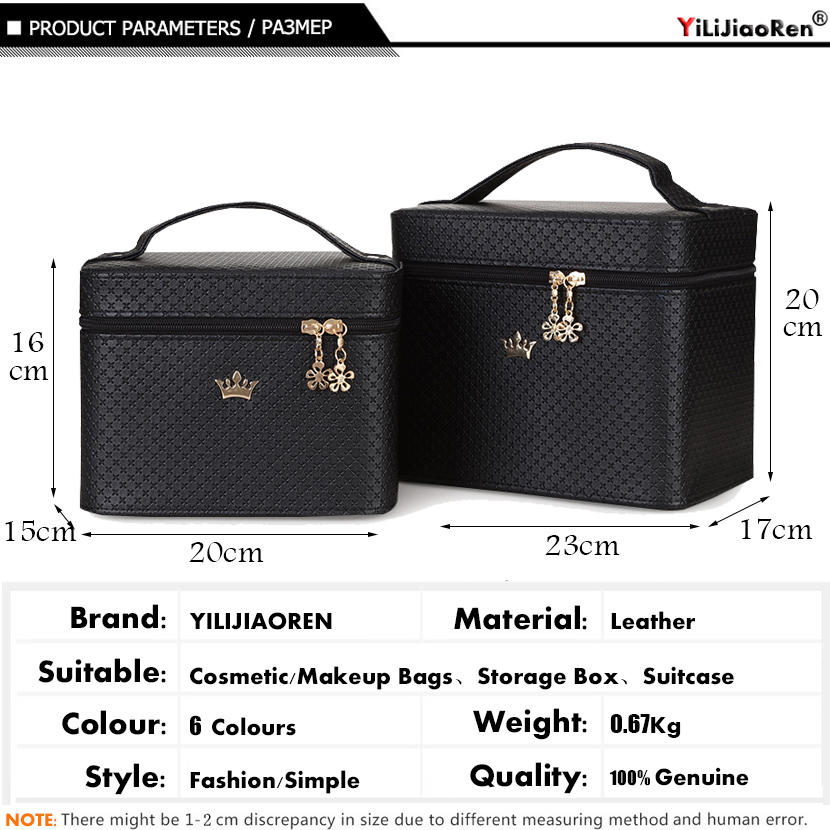 Fashion Crown Make Up Box Large Capacity Travel Beauty Case Famous Brand Leather Makeup Bag Portable Professional Makeup Case