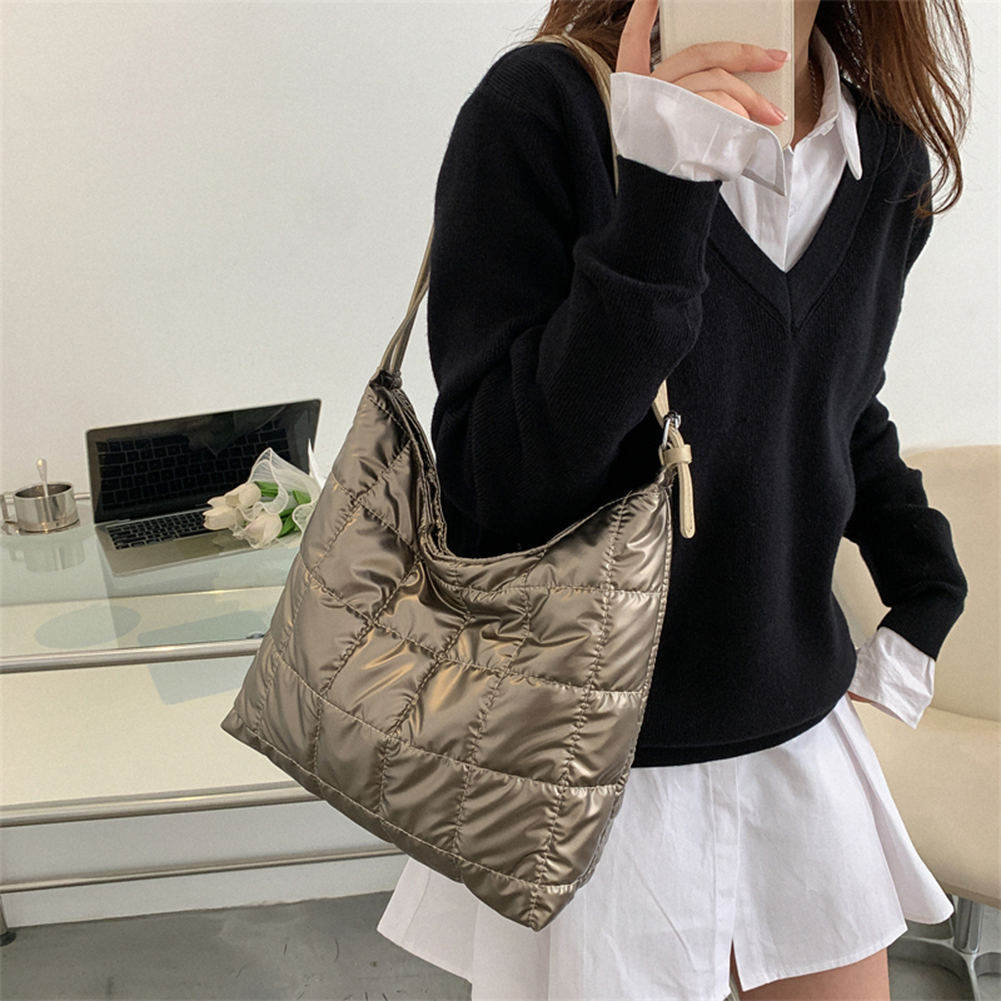 Winter Quilted Cotton Women's Shoulder Bag Large Capacity Casual Tote Bags Soft Handbags Ladies Underarm Bag Purses and Handbags