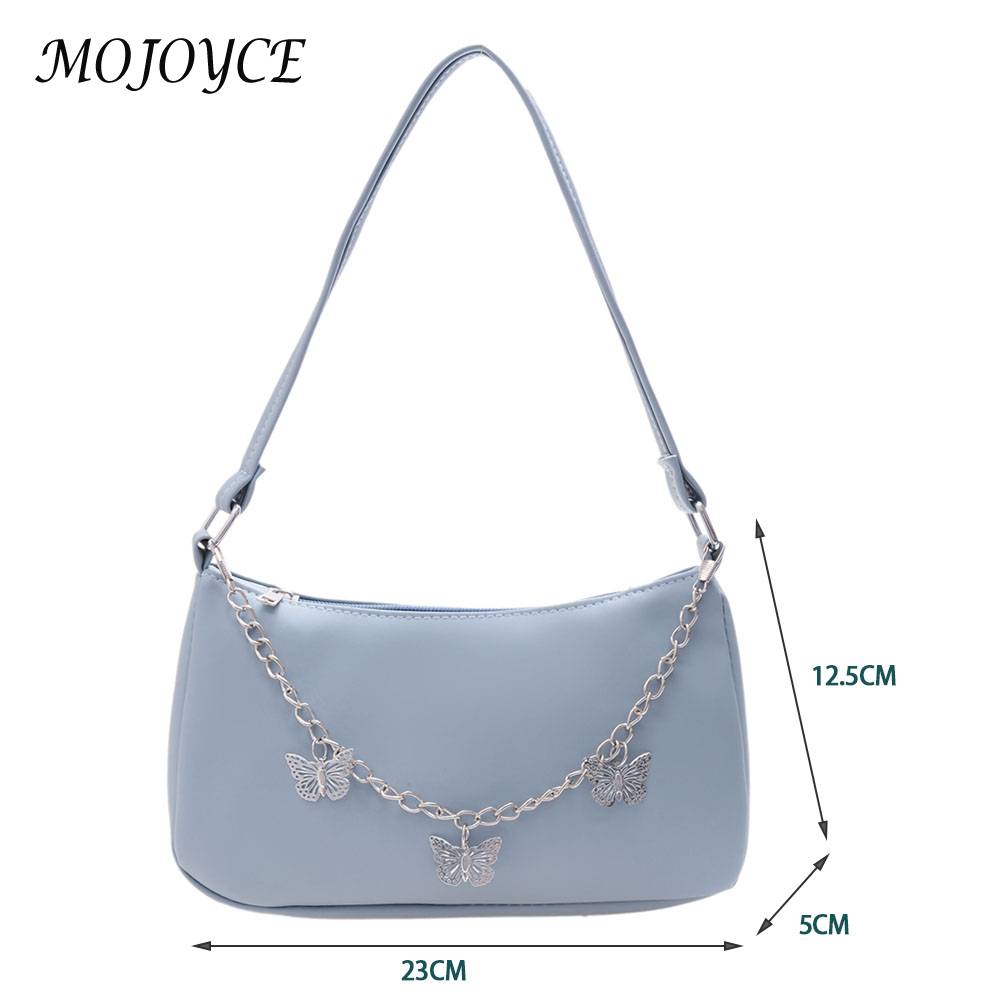 Retro Butterfly Chain Underarm Bag Women‘s Fashion Solid Color Shopping Shoulder Bag Travel Casual Small Handbags for Women