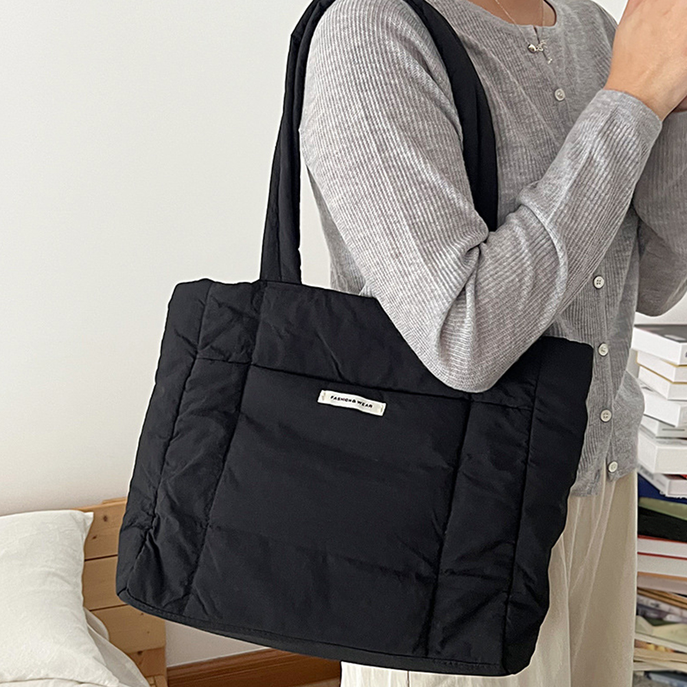 2023 Nylon Shoulder Bag for Women Korean Down Cotton Tote Bag Large Capacity Ladies Soft Underarm Bag Simple Puffer Commute Bags