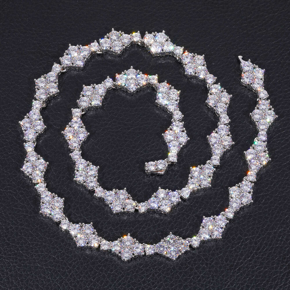 Pass Dia Tester Prong VVS Moissanite Rhombus Chain White Gold Sterg Sier Mossanite Tennis Necklace For Men