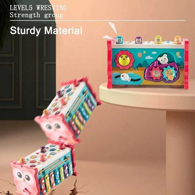 New Baby Montessori Toys Magnetic Fishing Owl Cube Learning Educational Clock Hammer Game with Music Puzzle for Kids Gift Y240801