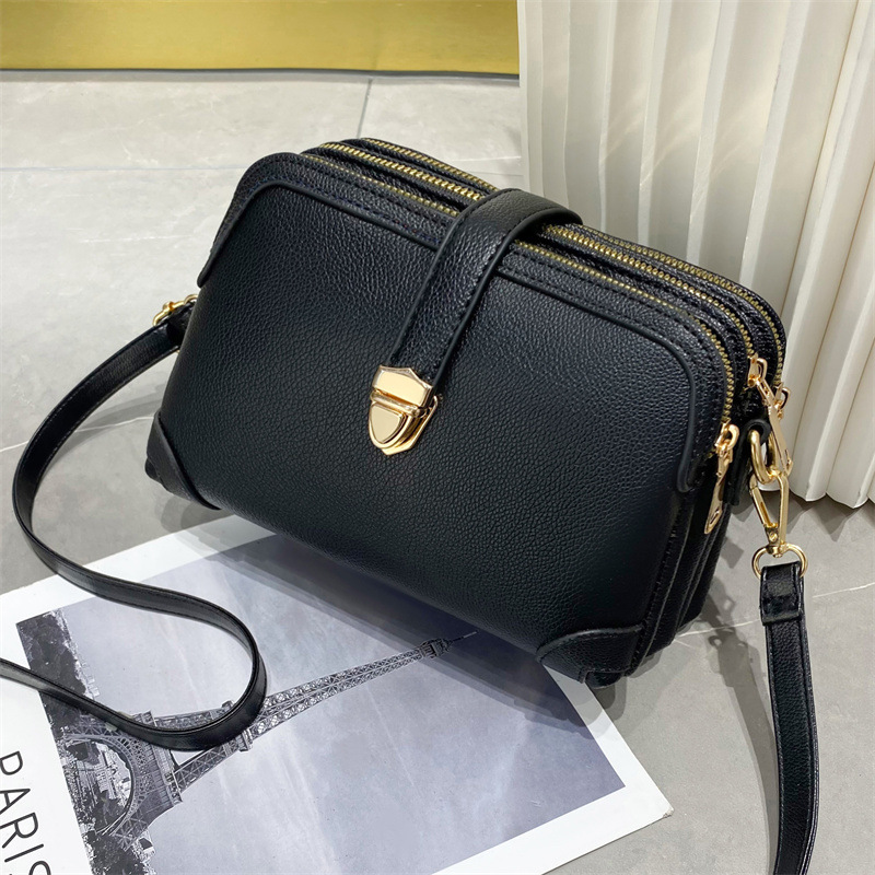 Luxury Designer Solid Color Women's Small Handbag Fashion Shoulder Crossbody Bag Ladies pu Leather 3 Layer Shell Satchel Bags