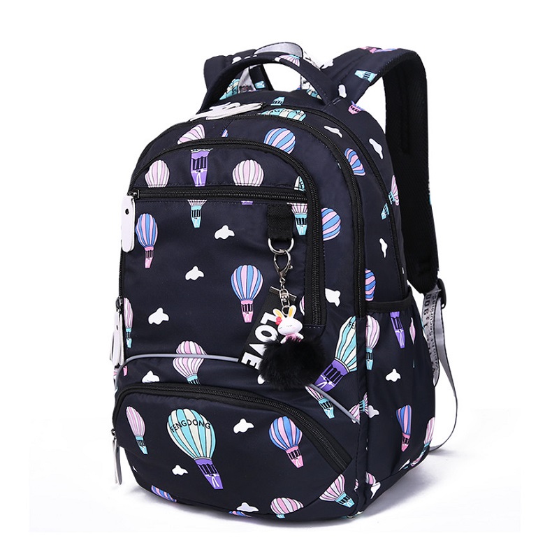 Fengdong Cherry blossoms school backpack for women black pink floral book bag fashion school bags for girls cute flower bookbag