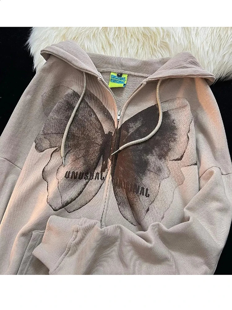 Women Vintage Hoodies Retro Harajuku Hip Hop Jacket High Street Hoodie Casual Loose Sweatshirt Clothes Y2K Tops 240812